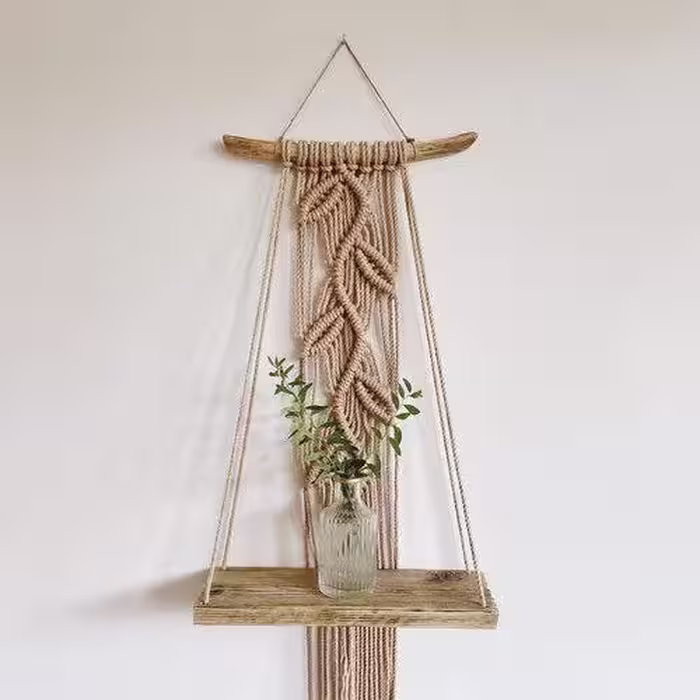 شلف دیواری مکرومه طرح برگ