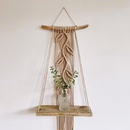 شلف دیواری مکرومه طرح برگ