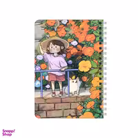 دفترچه یادداشت بامبیلیپ مدل چوبی طرح دختر وگربه در باغ کد 8268265