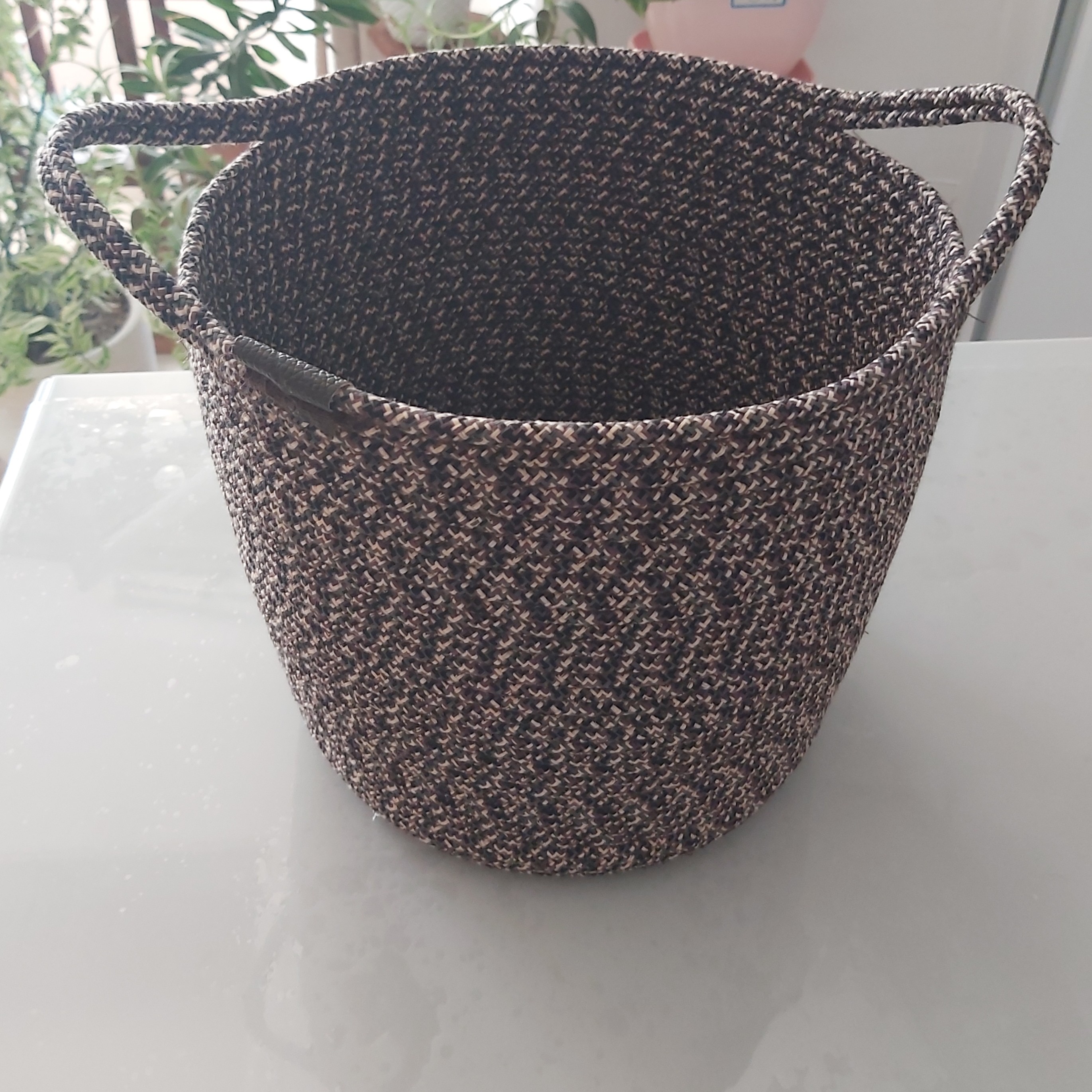 سبد قیطونی  ، ابعاد 25 سانتی متر ، رنگ قهوه ای