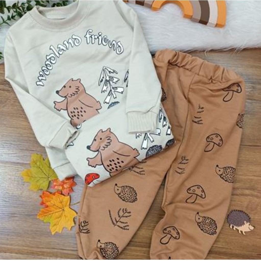 بلوز شلوار اسپرت دخترانه و پسرانه دورس پنبه اسپان در سایزبندی