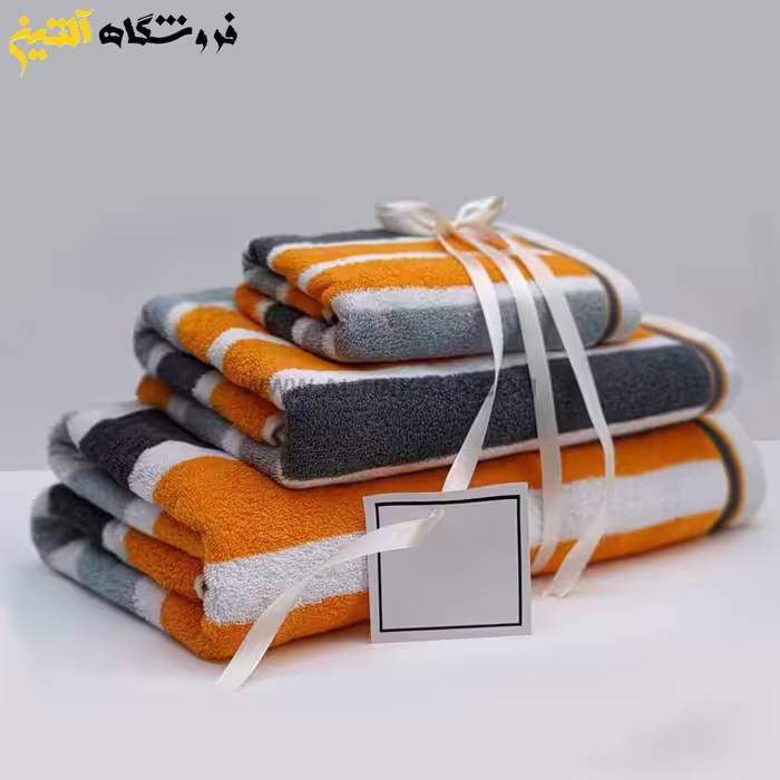 حوله دستی برق لامع مدل لادن نارنجی 40×80