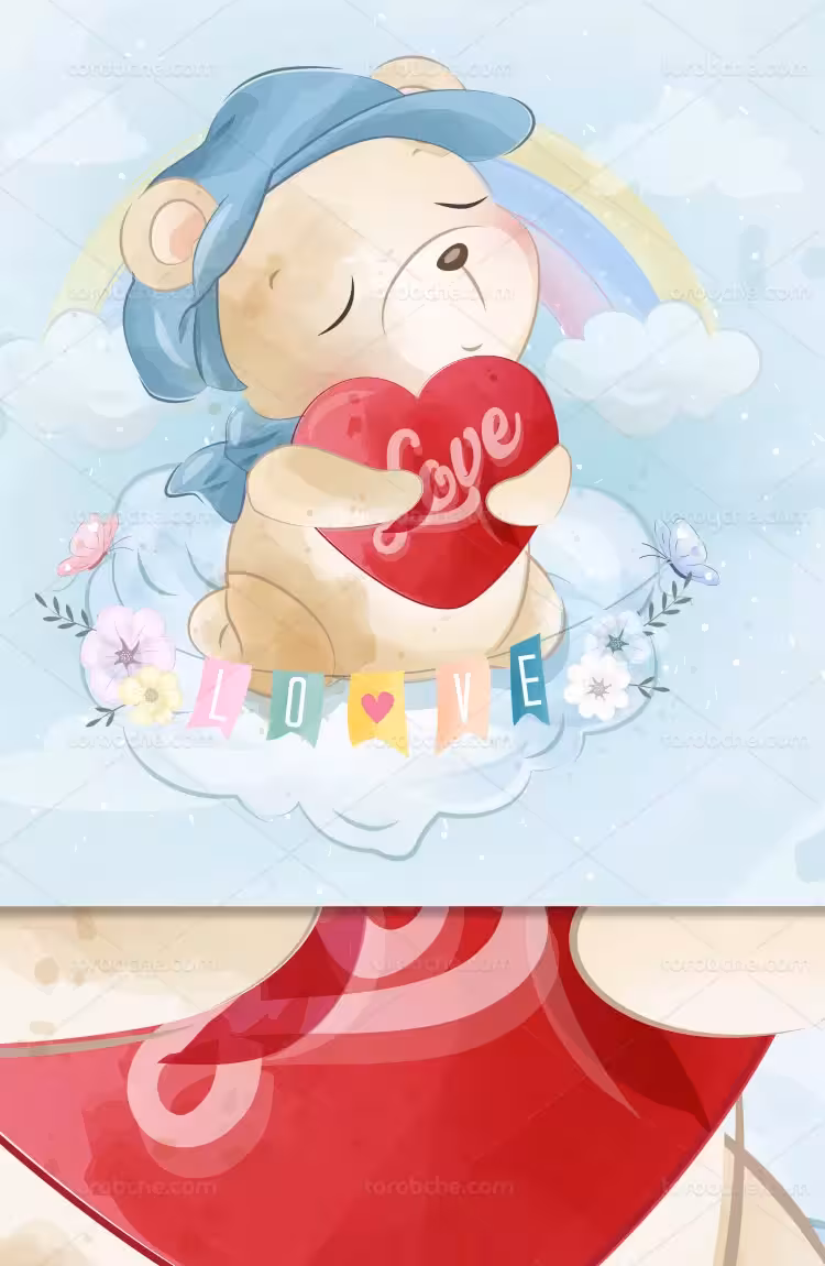 وکتور خرس نقاشی آبرنگ | گرافیک با طعم تربچه