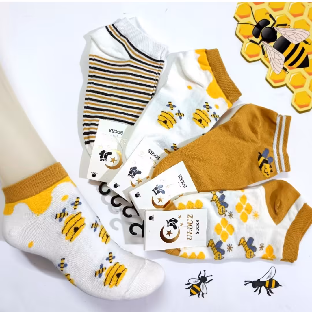 جوراب مچی طرح زنبورعسل