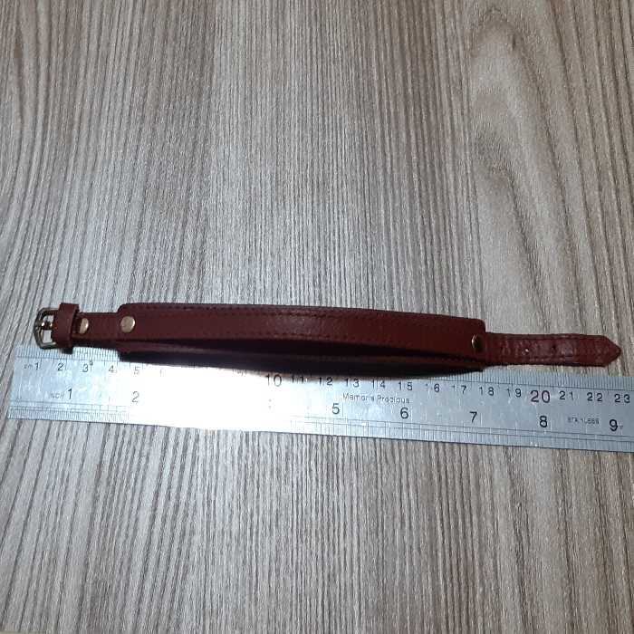 دستبندچرم طبیعی مناسب برای پلاک طلا دولا قهوه ای روشن23سانتیمتری