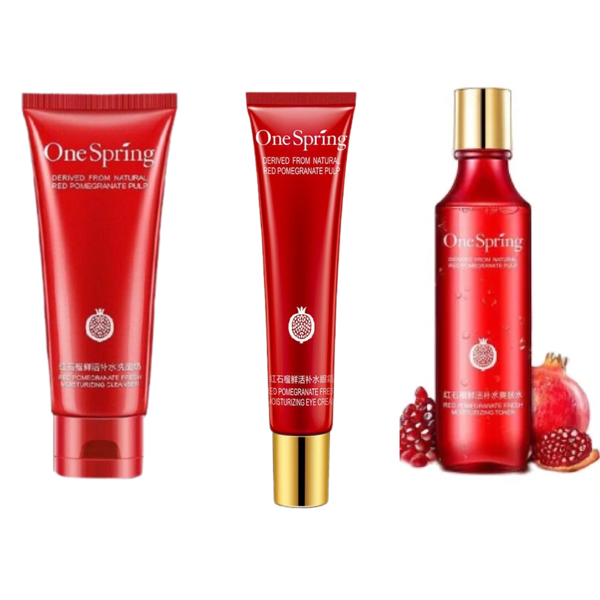 پک آبرسان و روشن کننده وان اسپرینگ
تونر انار وان اسپرینگ 
کرم دور چشم انار وان اسپرینگ
فوم شستشو انار وان اسپرینگ