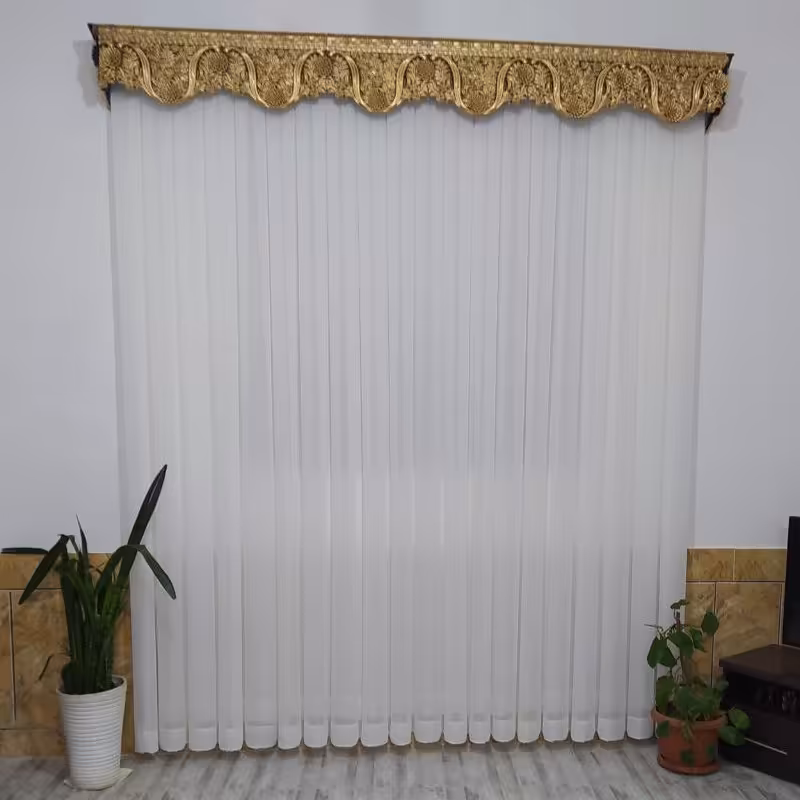 پرده حریر ساده متراژ 18 متر (برای عرض 6 متر) دوخت پلیسه آماده نصب