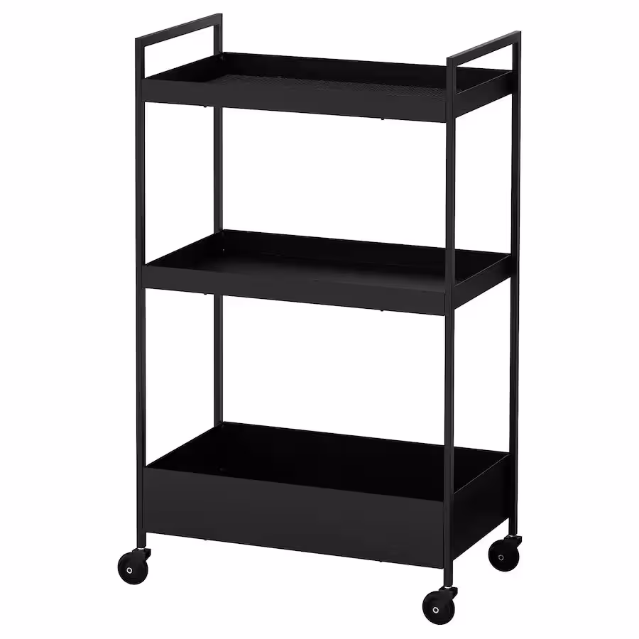 ترولی سه طبقه مشکی ایکیا NISSAFORS سایز 50.5x30x83 سانتی‌متر
