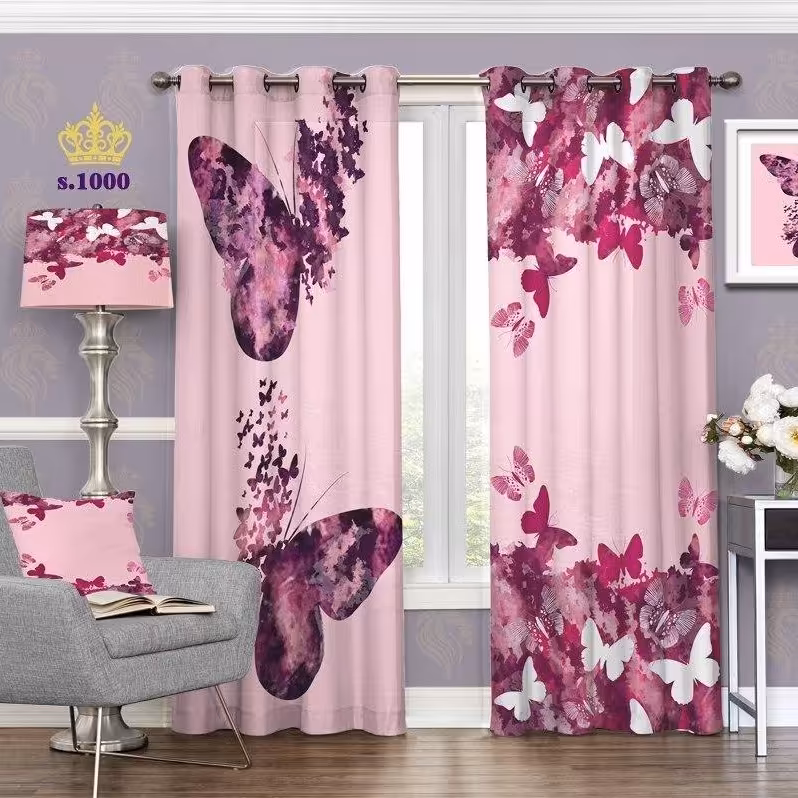 پرده پذیرایی دو قواره طرح پروانه کد S1000