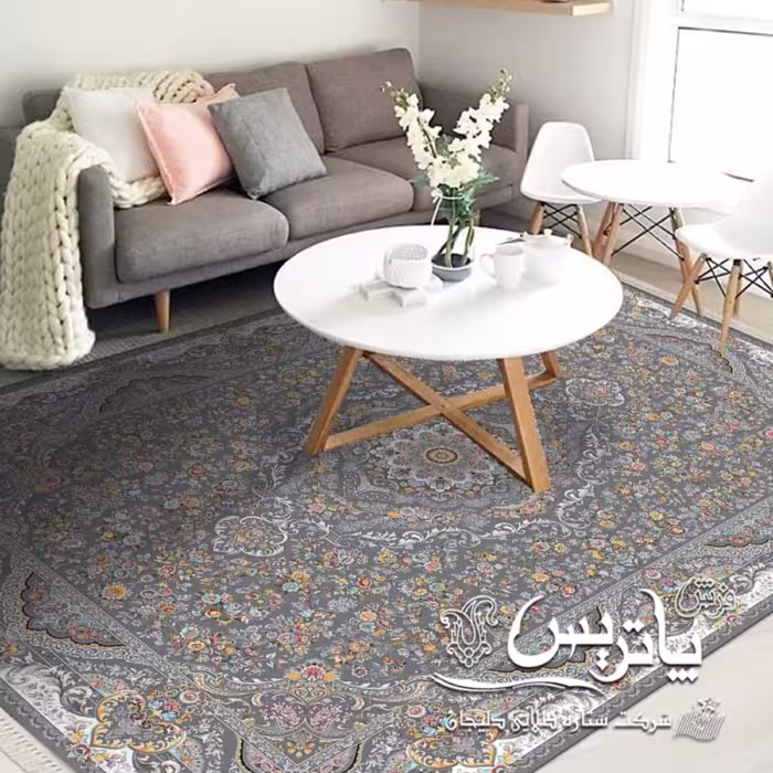 فرش پاتریس 1200شانه  طرح مهتاب طوسی12متری