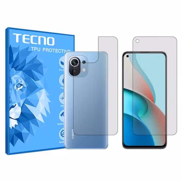 گلس صفحه نمایش و پشت گوشی شیائومی 11 Lite 5G NE مدل هیدروژلی شفاف برند تکنو کد SS