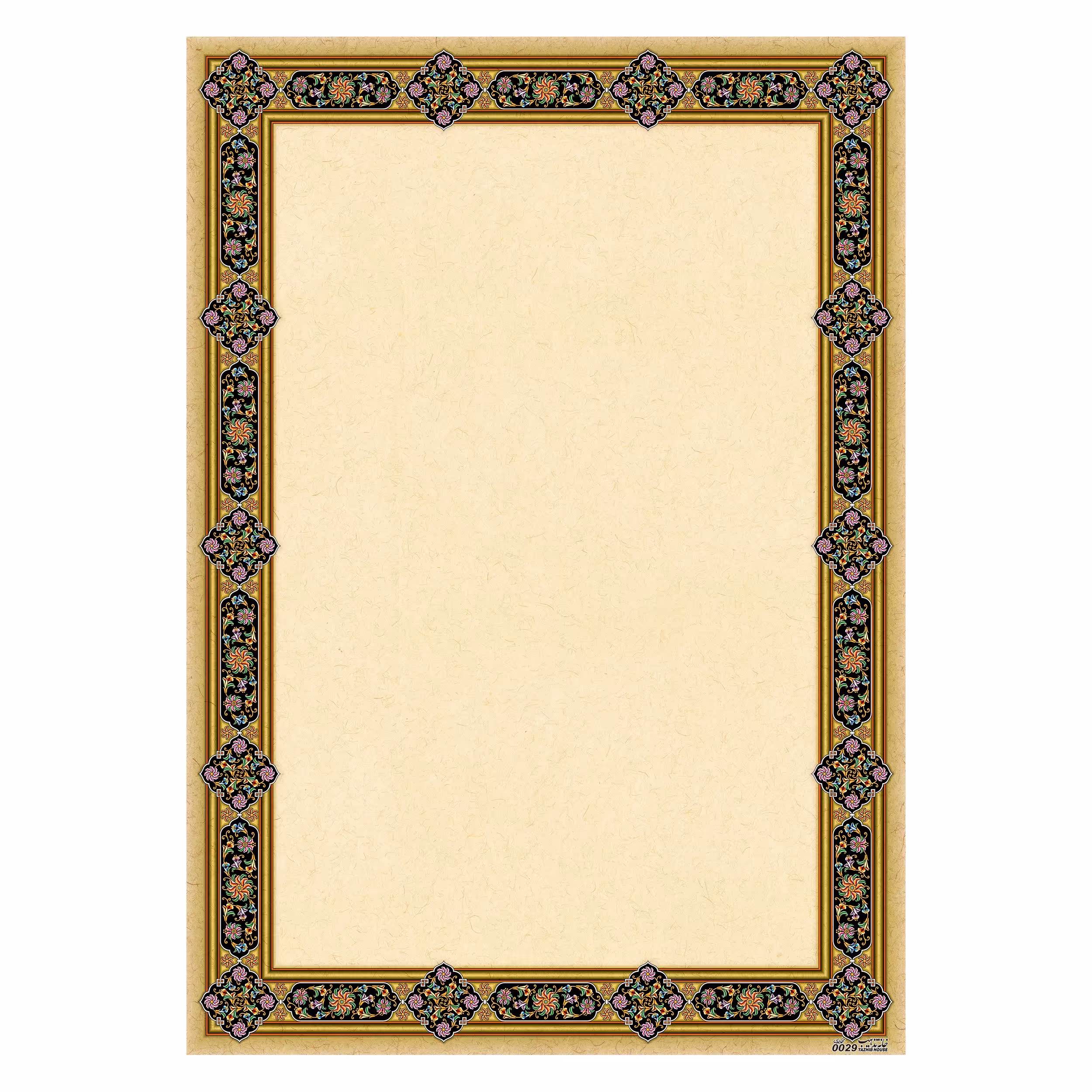 کاغذ تذهیب و ابروبادA4 طرح گل فرنگ کد 0029 گلاسه مات20 1 گرمی بسته 20 برگی