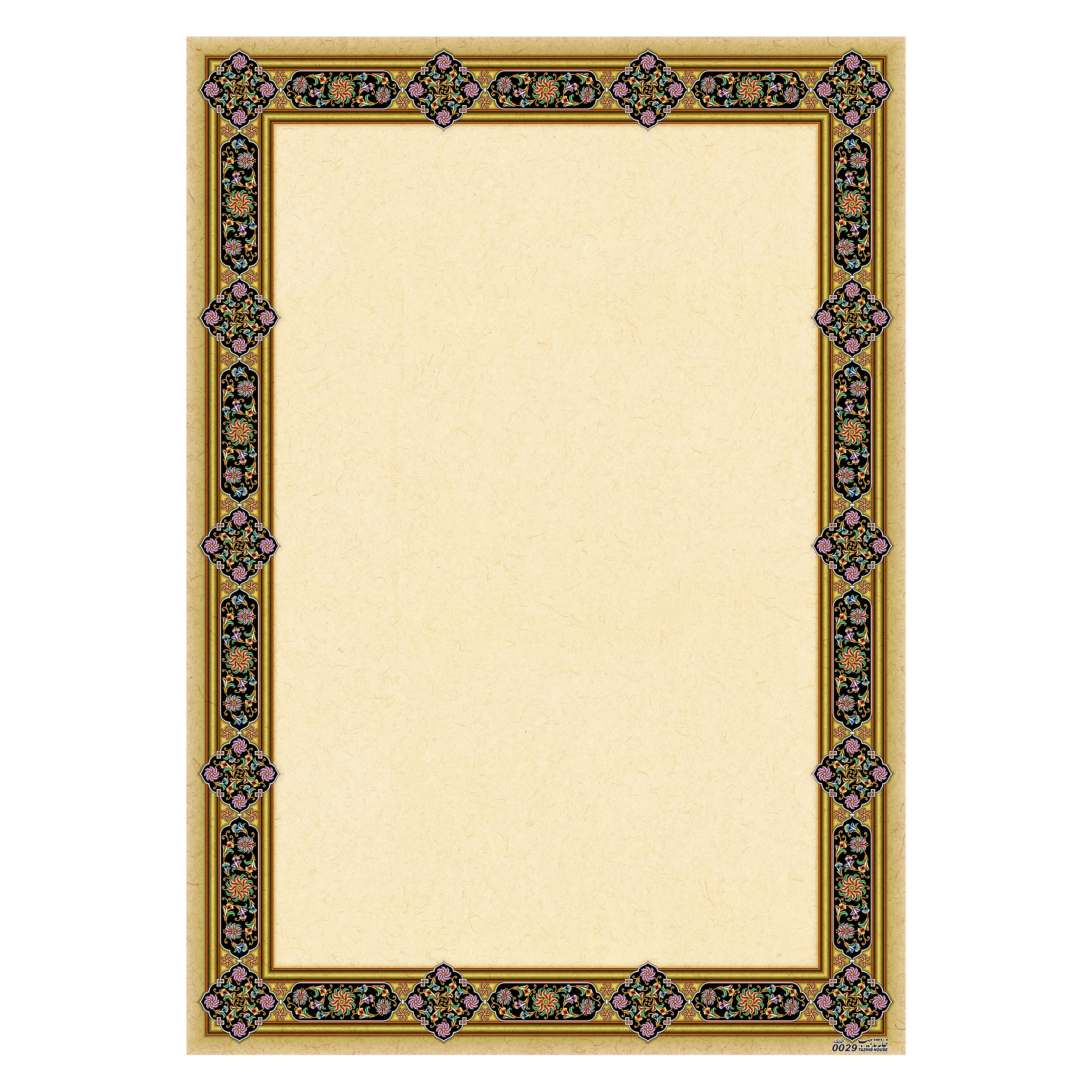 کاغذ تذهیب و ابروبادA4 طرح گل فرنگ کد 0029 گلاسه مات20 1 گرمی بسته 20 برگی