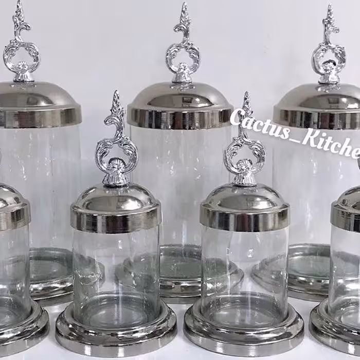 پاسماوری 7پارچه شیشه و فلزی سیلور