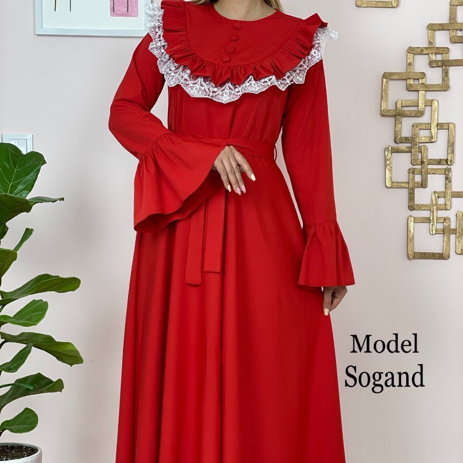 ماکسی زنانه کرپ سیترون و گیپور ابریشمی 38تا48