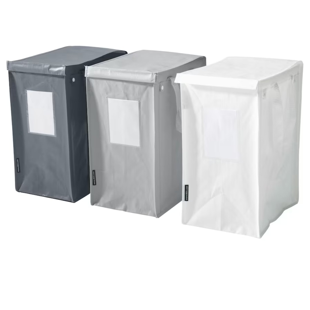 کیف مرتب سازی وسایل آیکیا مدل DIMPA. ست 3تایی  سفید، خاکستری روشن و خاکستری تیره،  22در 35در 45 سانتیمتر. کد 401.801.36