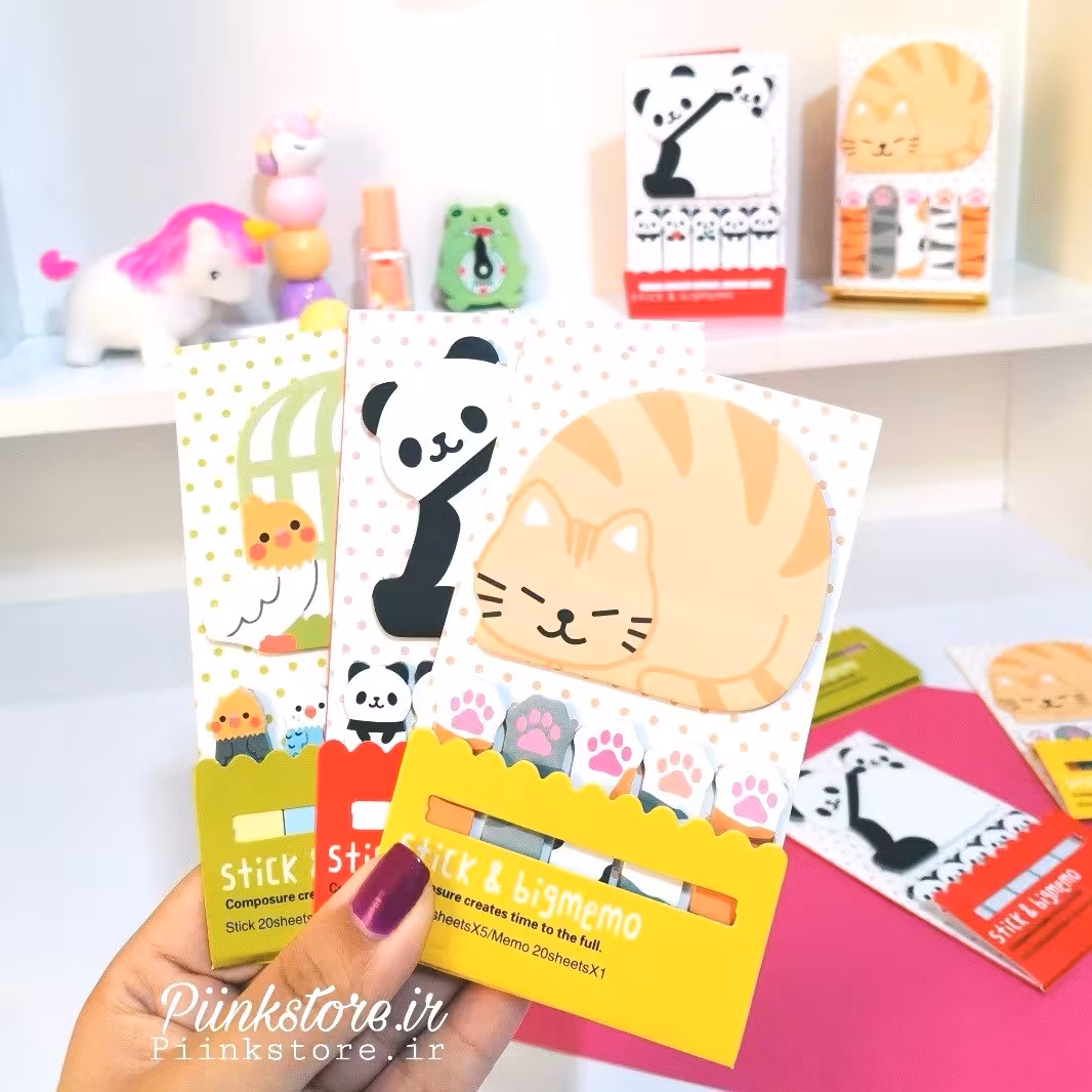 استیک نوت رومیزی طرح حیوانات (گربه ، پاندا ، جوجه )