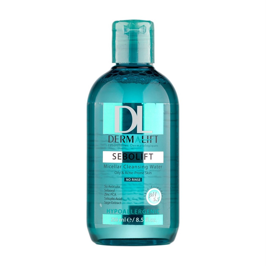 محلول میسلار واتر پوست چرب درمالیفت مدل سبولیفت حجم 250mL