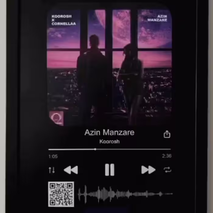 تابلو موزیکال کد 2
یه طرح متنوع و زیبا برای هدیه به دوستانتان در سایز A4   30در 20 با  اهنگ و عکس خودتان و طراحی شما