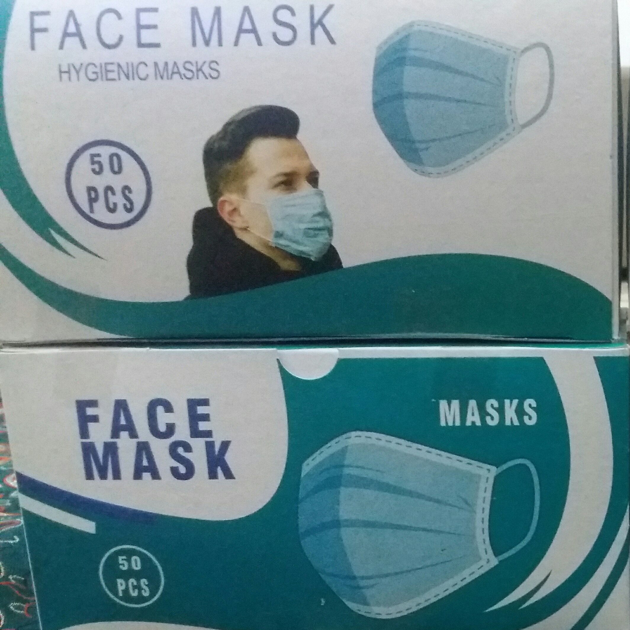 پک 50تای ماسک سه لایه ملت بلون دار(ضد ویروس و میکروب) تمام پرس لایه اول اسپان لایه وسط ملت بلون لایه آخراسپان