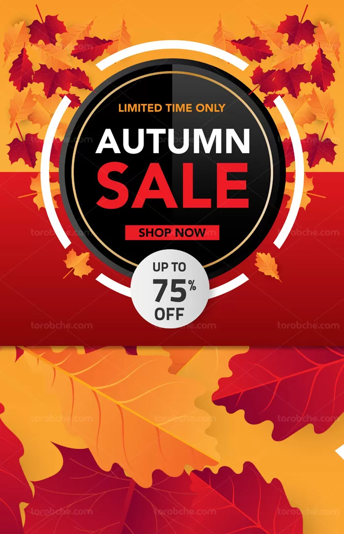 وکتور بنر فروش ویژه پاییزی با تخفیف 75% | گرافیک با طعم تربچه