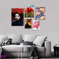 تابلو شاسی بکلیت طرح طراحی مدرن طبیعت و چهره مدل SH-1754 مجموعه 5 عددی