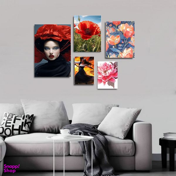 تابلو شاسی بکلیت طرح طراحی مدرن طبیعت و چهره مدل SH-1754 مجموعه 5 عددی