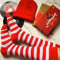 جوراب زیرزانو رینگی سفید قرمز نخ پنبه فری سایز