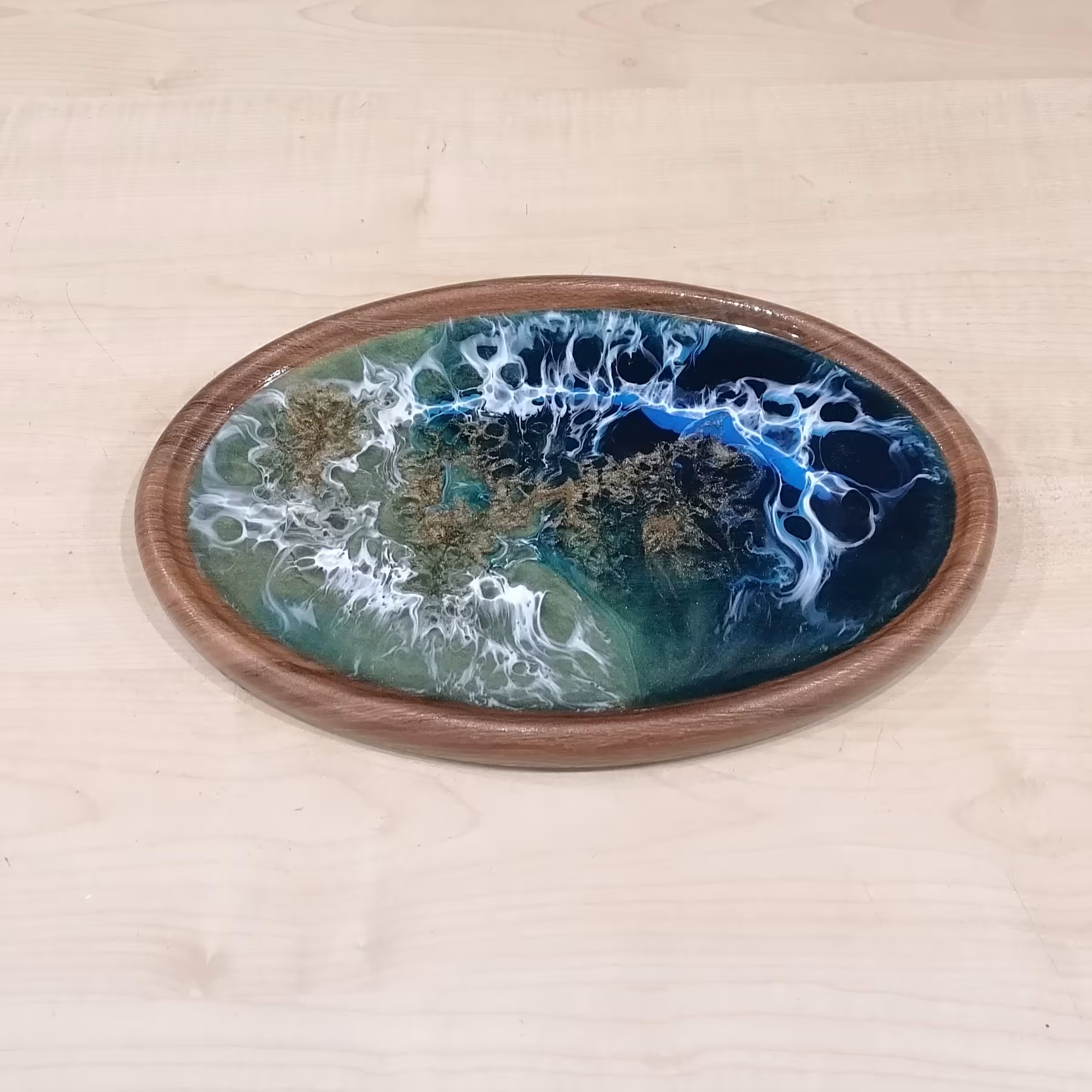 سینی پذیرایی رزین، بیضی، ابعاد 29.19 ،همراه با پایه