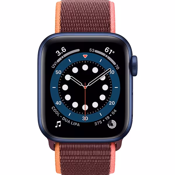 سری 6 آلومینیوم 44 میلیمتری مردانه قاب آبی با بند اسپرت لوپ صورتی - Hiapple.ir