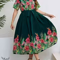 پیراهن مهمانی زنانه بوردا وارداتی مدل مجلسی یقه گرد آستین کوتاه