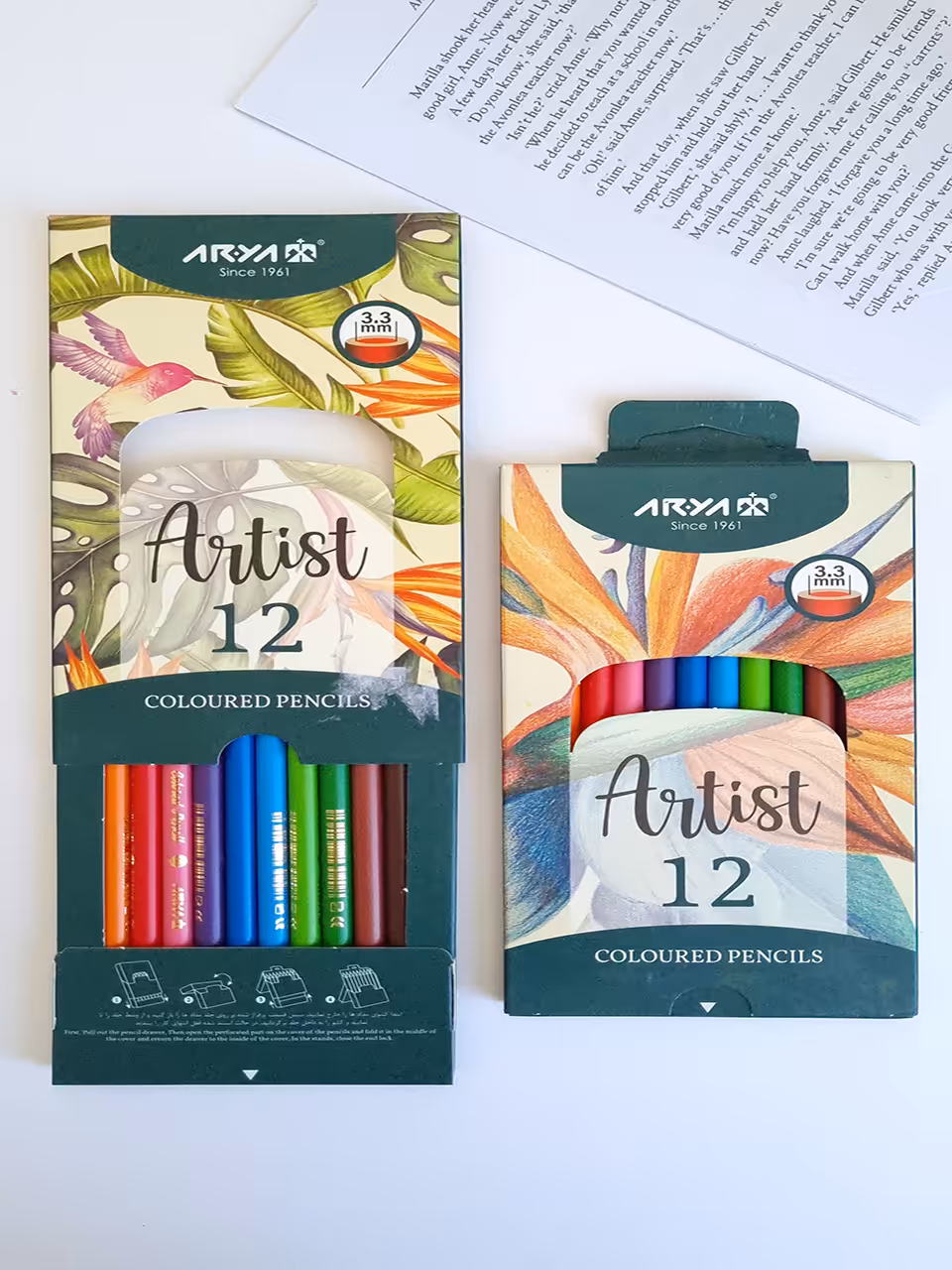 مداد رنگی 12رنگ جعبه مقوایی آریا مدل Artist