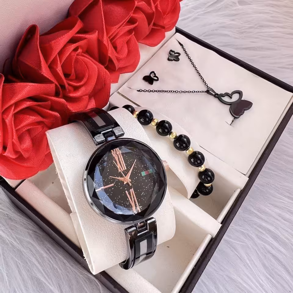 ساعت گوچی سرامیکی بندمشکی شیشه تراش دار
کیفیت عالی
همراه با نیم ست گردنبند. گوشواره و دستبند
دارای جعبه کادویی مخصوص ساع