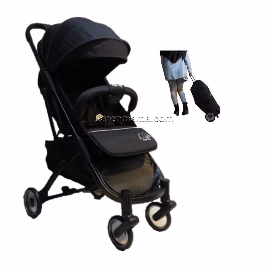 کالسکه مسافرتی angel baby کد b-47 چرخ شیشه ای رنگ مشکی