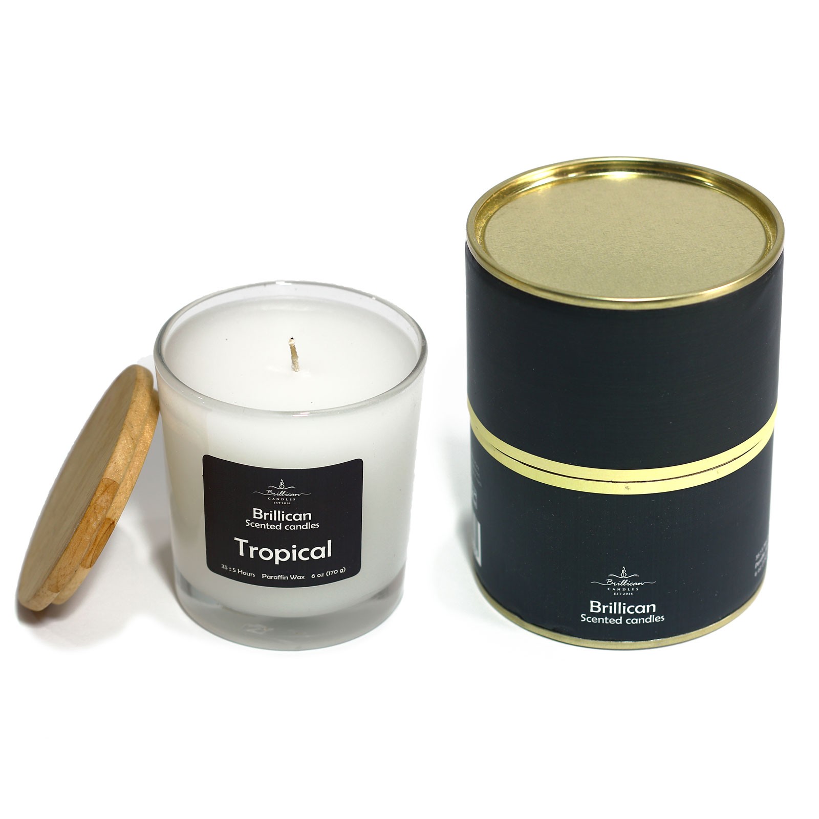 شمع جار عطری شیشه ای با درب چوبی - رایحه استوایی