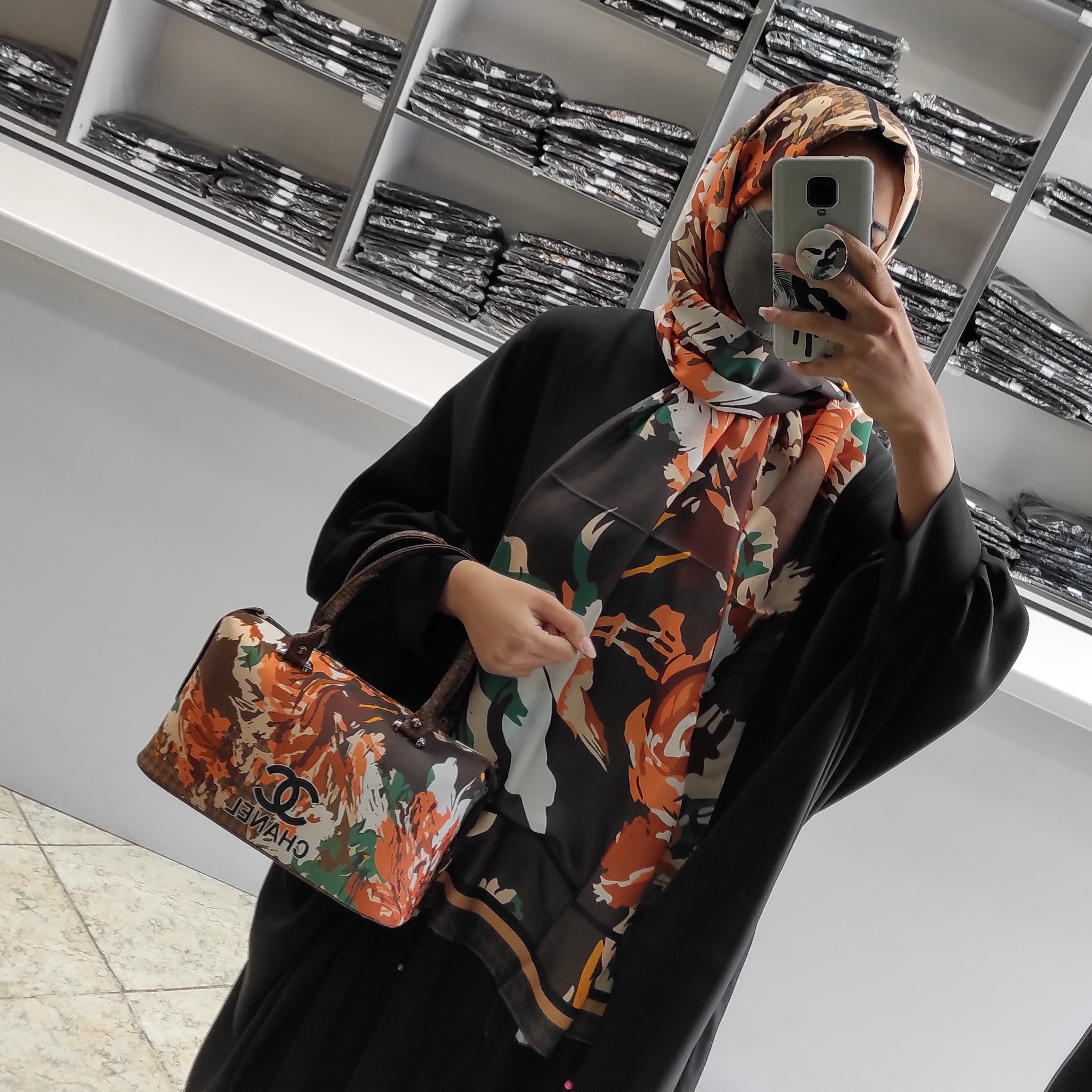 ست کیف و شال نخی رنگ ترکیبی