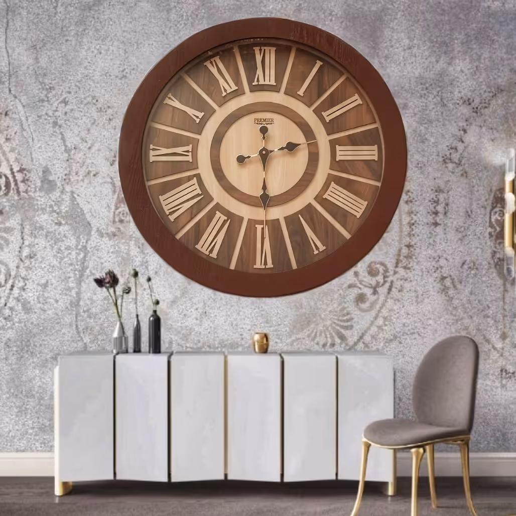 ساعت چوبی موتورآرام گرد قطر70سانتی متر