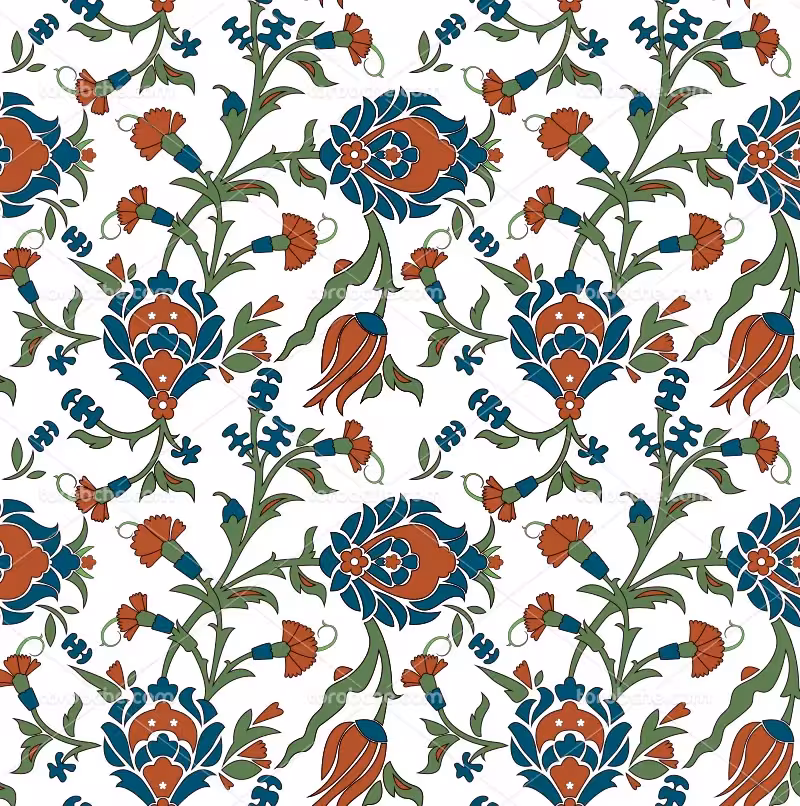وکتور پترن گل و بته سنتی | گرافیک با طعم تربچه