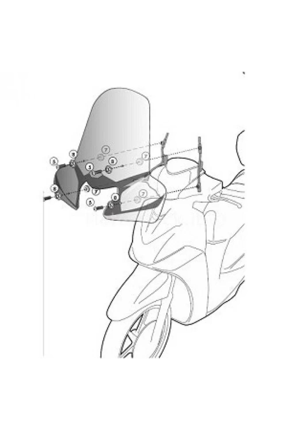 شیشه جلو موتورسیکلت A5608A PIAGGIO VESPA PRIMAVERA PRINT 50 125 150 14 19 اتصال بادی WATERSIDE Givi
