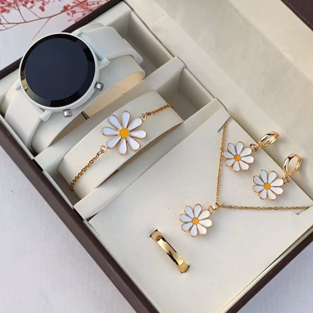 ست کامل ساعت ال ای دی طرح بابونه