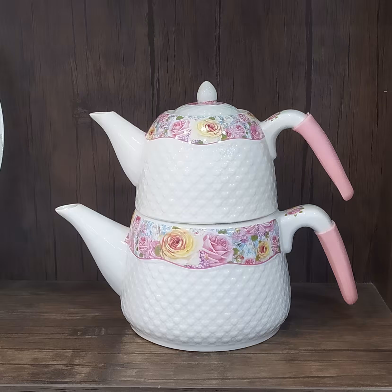 کتری و قوری گلدار  سرامیکی اصل محصول کشور چین جنس درجه یک داری دسته سیلیکونی