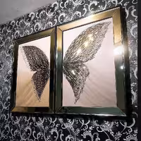 تابلو آینه ای طلایی پروانه دو تیکه کاردست شرکتی - تابلو آینه ای بزرگ پروانه - تابلو آینه ای دکوراتیو کدs653عالیجناب