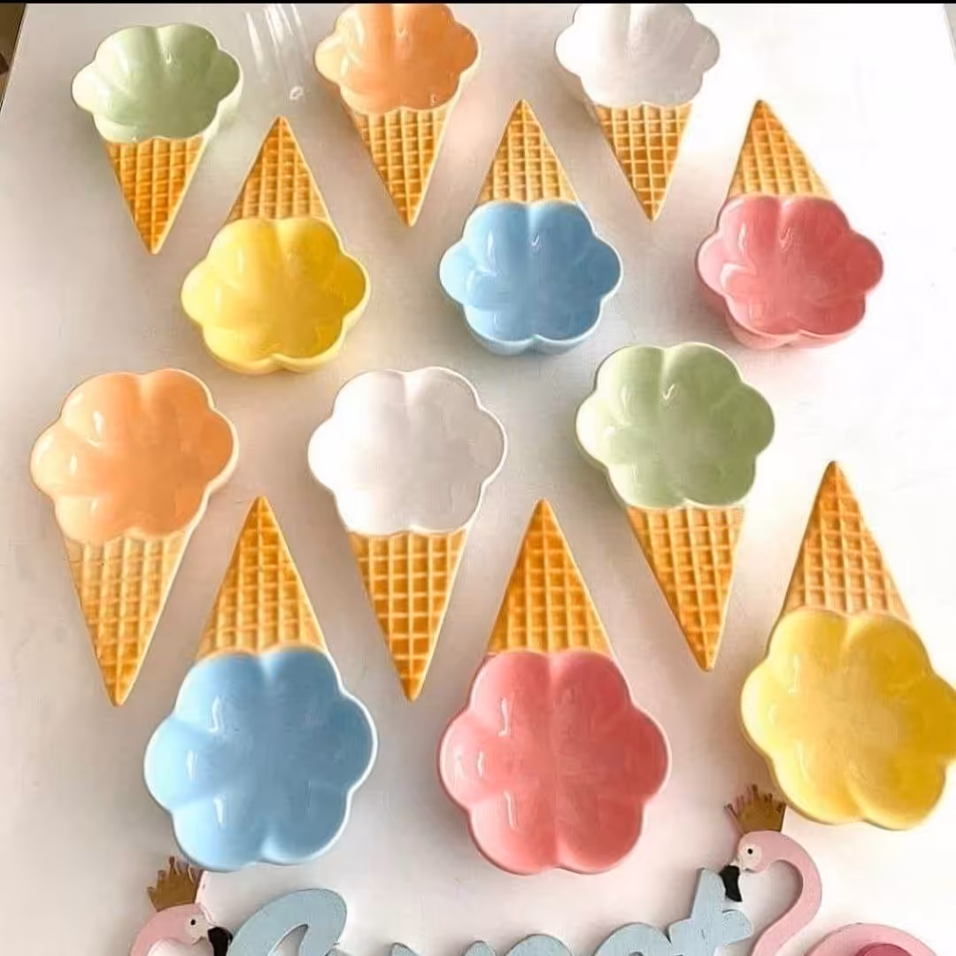 بستنی خوری حصیری سرامیکی رنگی