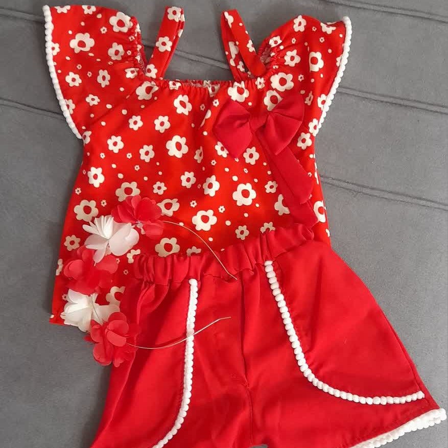 تیشرت شلوارک دخترانه به همراه تا همرنگ