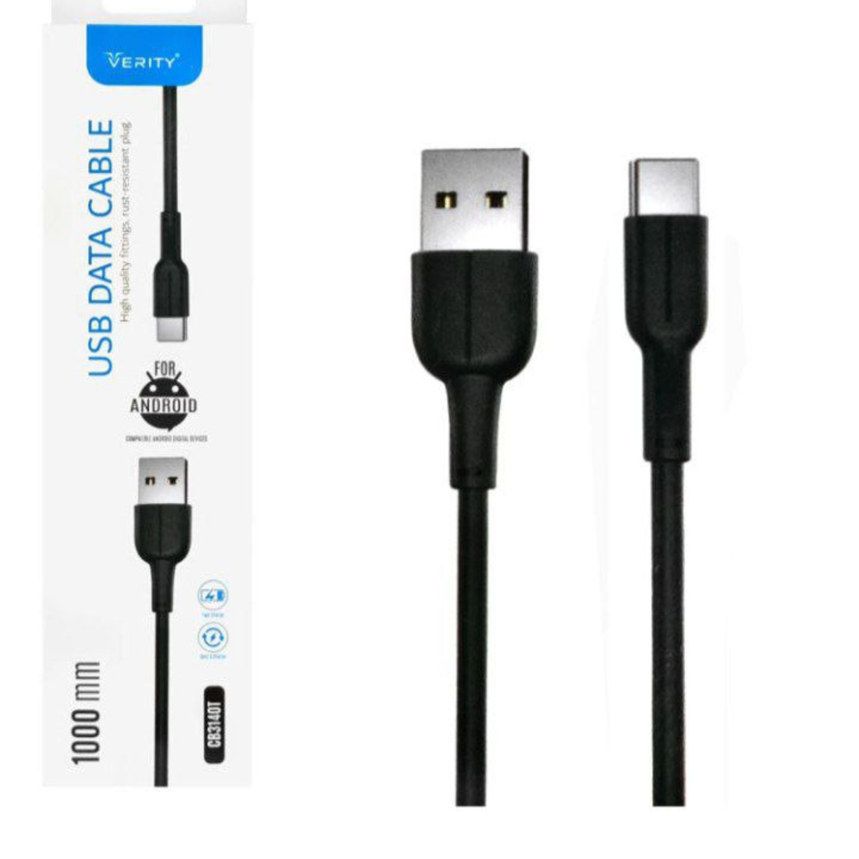 کابل دیتا و شارژ Type-C VERITY مدل 3140 مشکی با گارانتی 