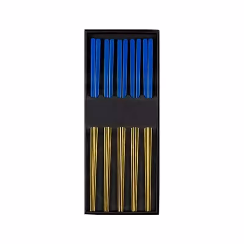 چاپستیک فلزی جفتی طرح 5 (چوب غذاخوری)