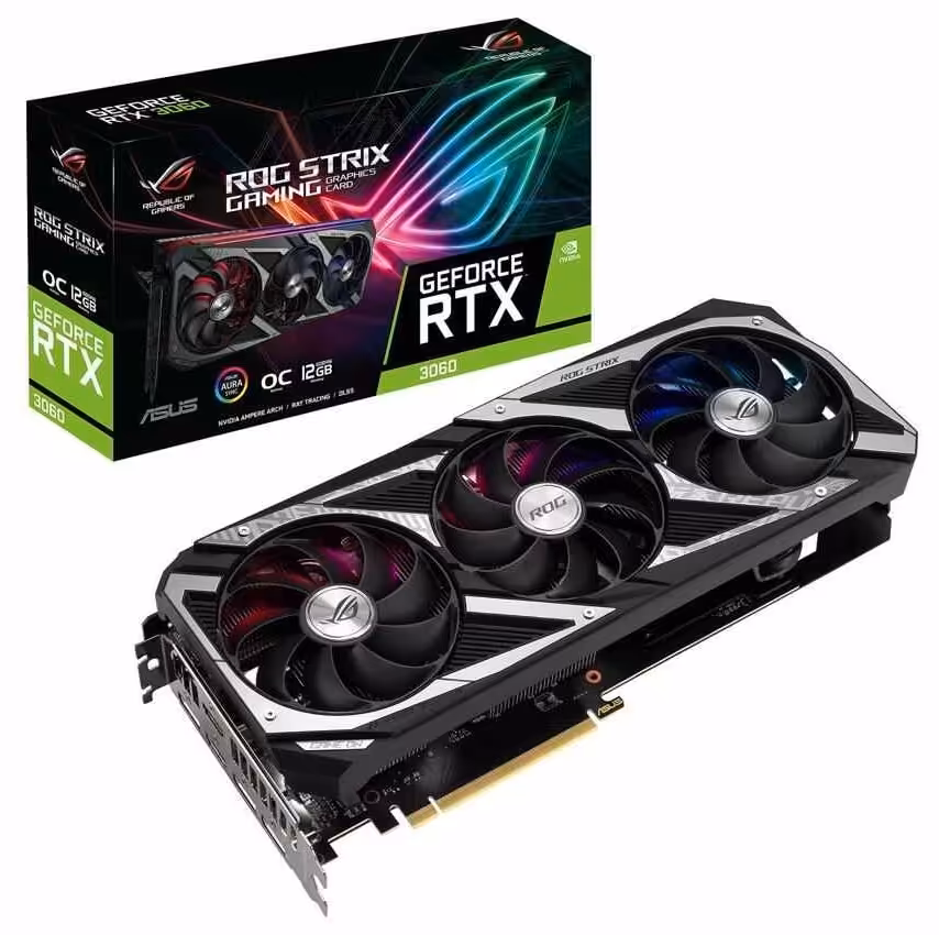 کارت گرافیک  ایسوس مدل ‎ ROG-STRIX-RTX3060-O12G-GAMINGحافظه 12 گیگابایت