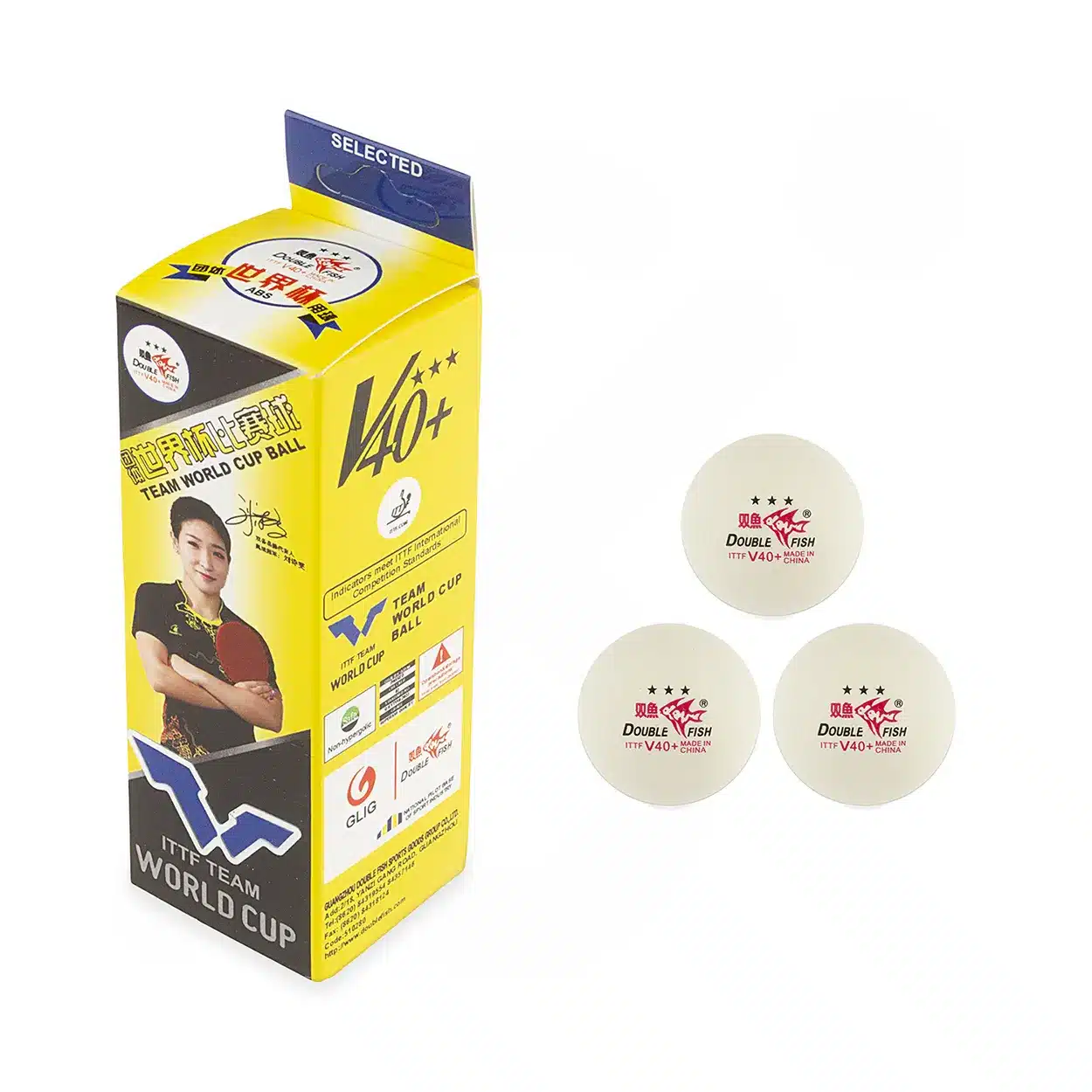 توپ پینگ پنگ دبل فیش 3 ستاره مدل V40  بسته 3 عددی