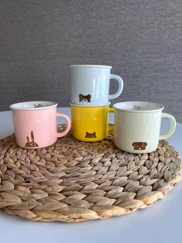 ماگ لبه سفید رنگی طرح حیوان کد 69