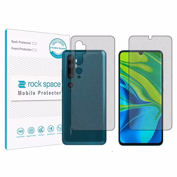 گلس صفحه نمایش و پشت گوشی شیائومی نسخه Note 10 مدل نانو هیدروژل گیمینگ برند راک اسپیس کدSS